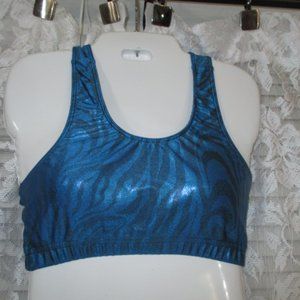 Gem Gear Disco 70s metalic animal print shiny sports bra Jane Fonda Vibe USA